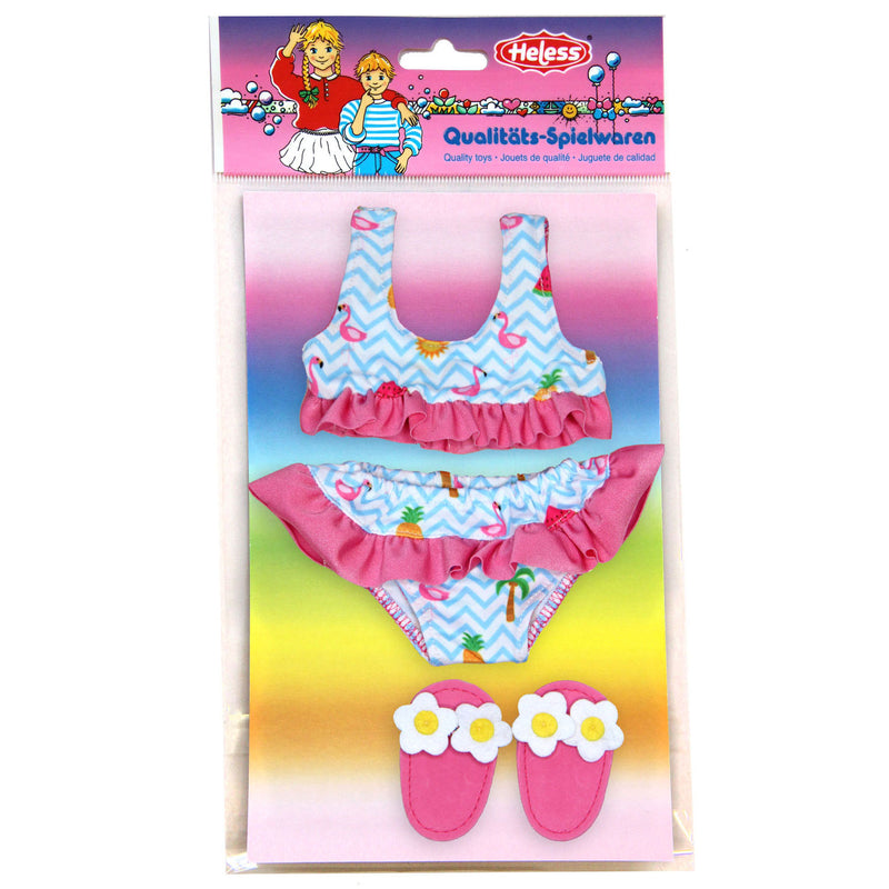 Cargue la imagen en el visor de la galería, Heless poppen bikini met slippers flamingo, 28-35 cm
