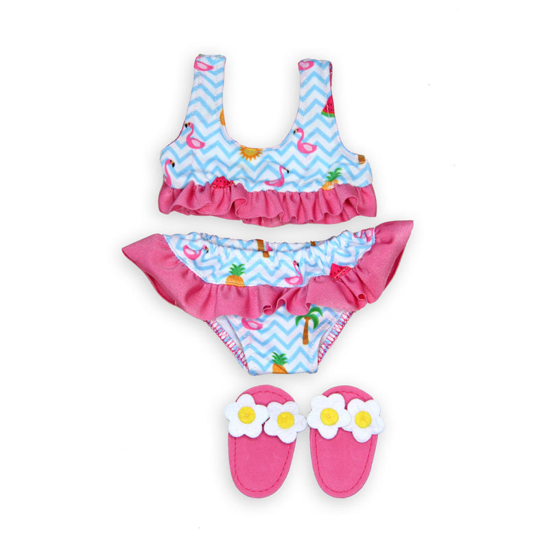 Load image into Gallery viewer, Heless poppen bikini met slippers flamingo, 28-35 cm
