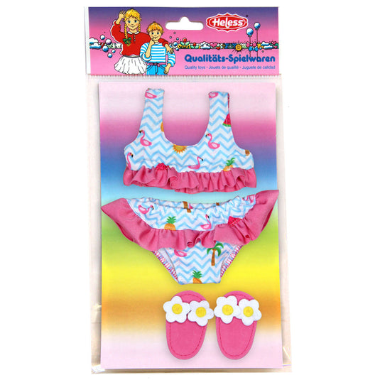 Heless poppen bikini met slippers flamingo, 35-45 cm