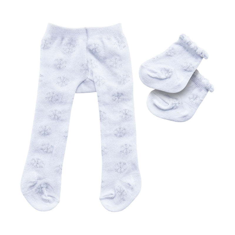 Load image into Gallery viewer, Heless poppenmaillot met sokken - sneeuwvlokken, 35-45 cm

