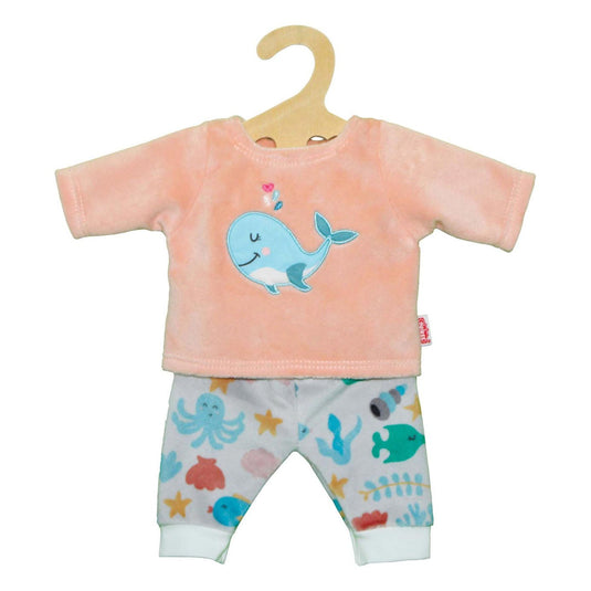 Heless poppen fluffy pyjama roze walvis, 28-35 cm