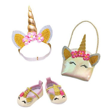 Heless poppen accessoires glitter eenhoorn set, 38-45 cm