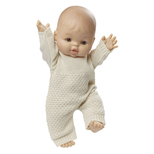 Heless poppen brei overall ecru, 28-35cm