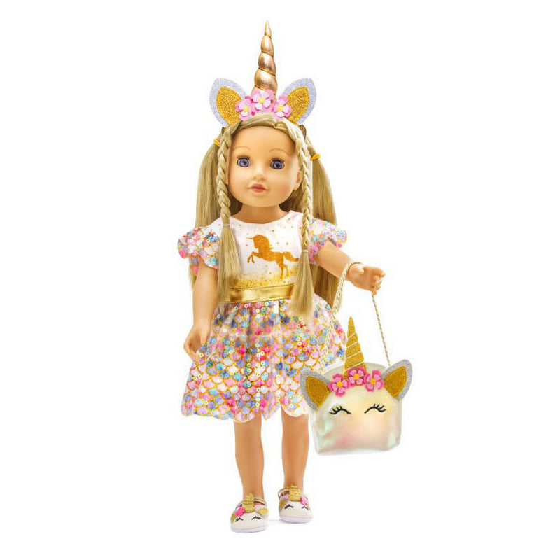 Load image into Gallery viewer, Heless poppen accessoires glitter eenhoorn set, 30-34 cm
