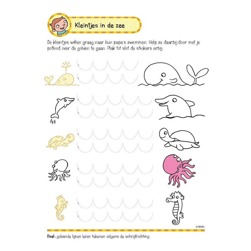 Load image into Gallery viewer, Deltas oefenboek met stickers-eerste schrijf
