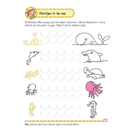 Deltas oefenboek met stickers-eerste schrijf
