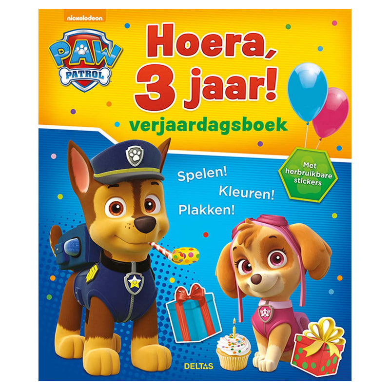 Load image into Gallery viewer, Deltas paw patrol verjaardagsboek - hoera, 3 jaar!
