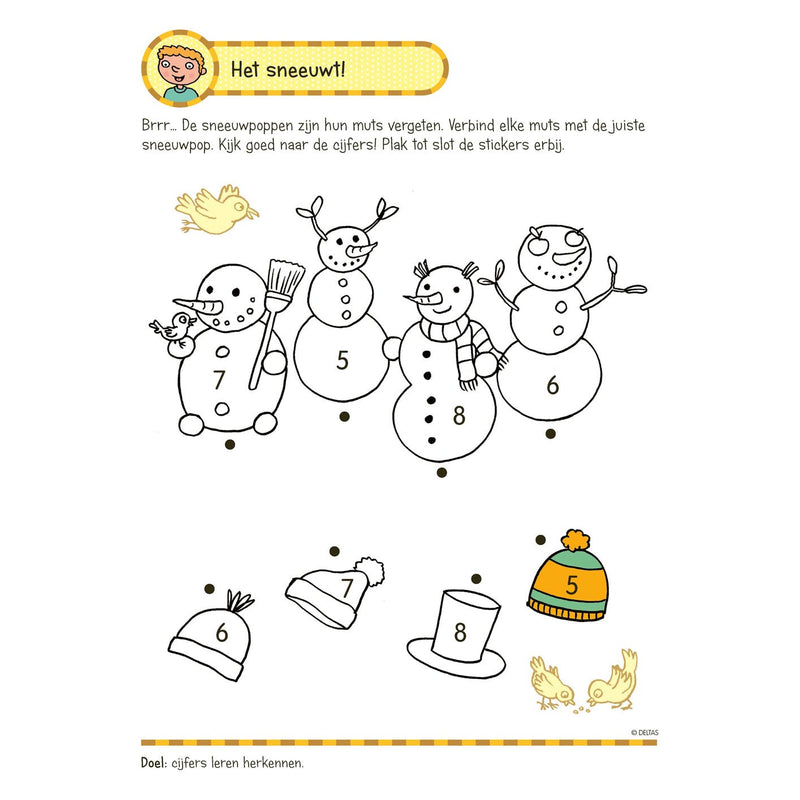 Load image into Gallery viewer, Deltas oefenpret met stickers - schrijven, lezen, tellen (5-6 jaar)
