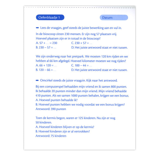 Deltas oefenblaadjes vraagstukken rekenraadsels (8-9 j.)