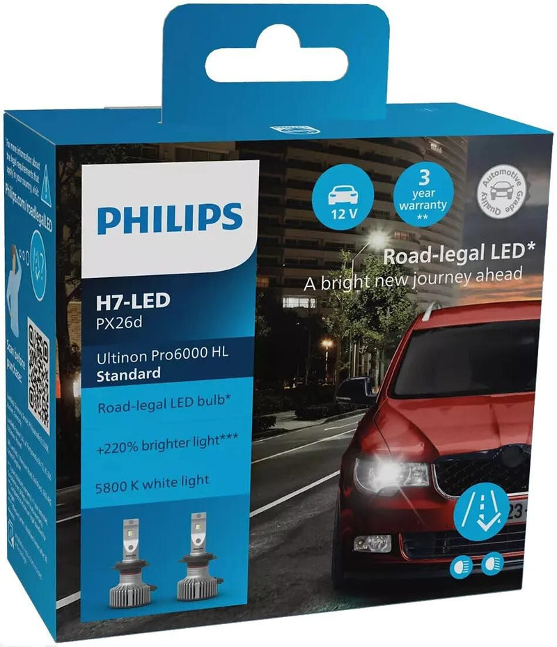 Load image into Gallery viewer, Philips hauptlampe ultinon pro6000 standard lamp set 12v h7 led stan ultinon pro6000
