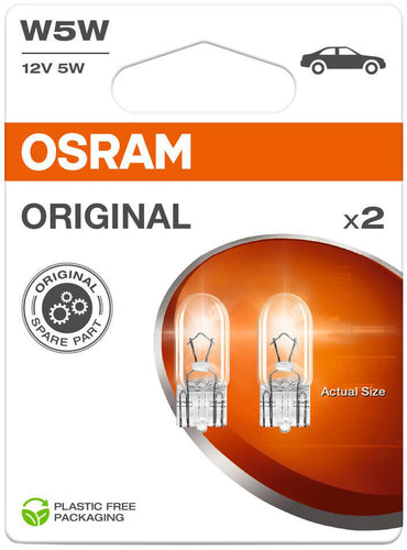 Osram glasfitting gloeilamp 12 v, 5 w glass cell. 12v5w 2st.sb socket w2.1x9.5d