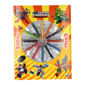 Boek specials nederland bv super color kleurboek dc super friends met potloden