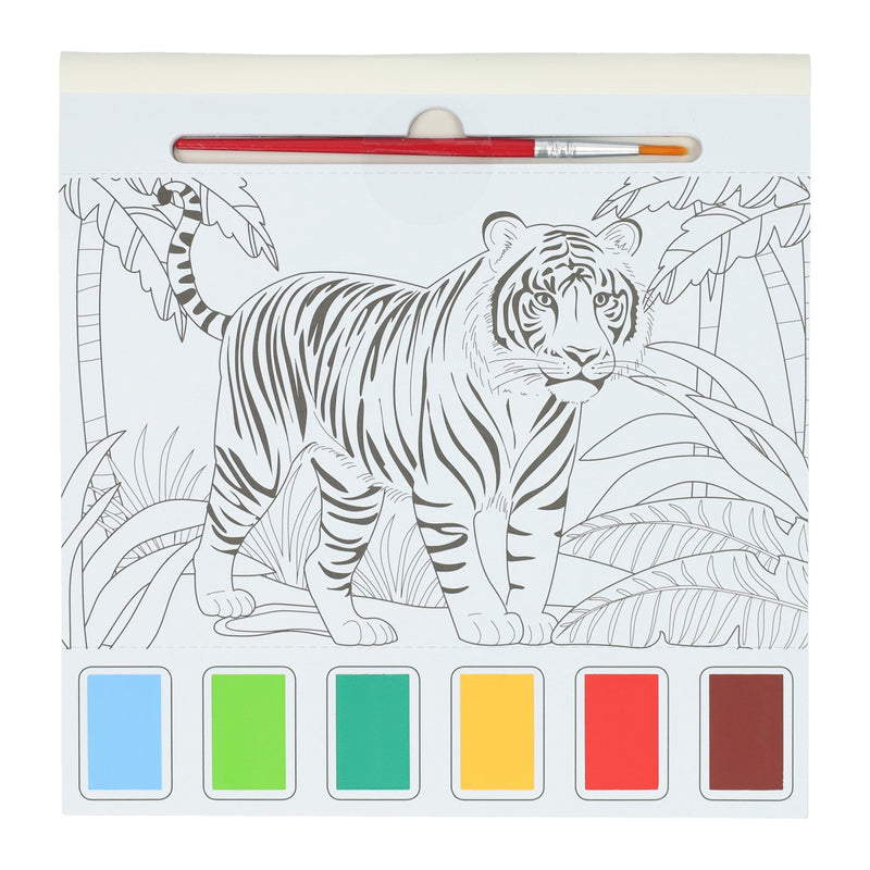 Load image into Gallery viewer, Wins holland waterverfkleurblok volwassenen - wilde dieren - incl penseel en 6 kleuren waterverf
