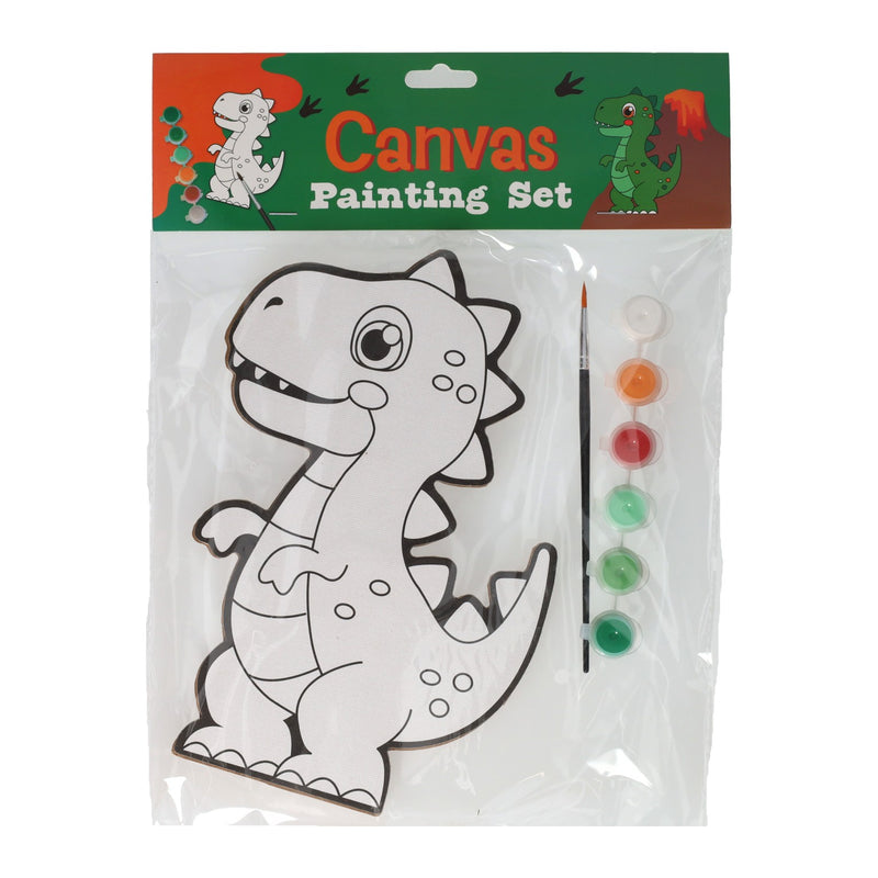 Load image into Gallery viewer, Wins holland canvas schilderen - dino - incl penseel en 6 kleuren verf
