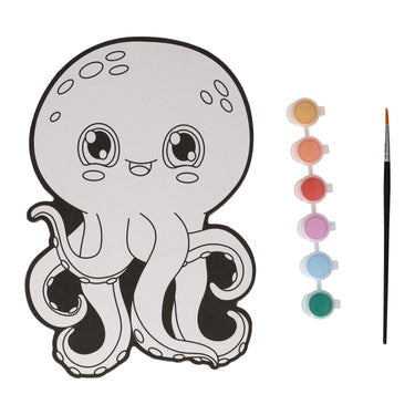 Wins holland canvas schilderen - octopus - incl penseel en 6 kleuren verf