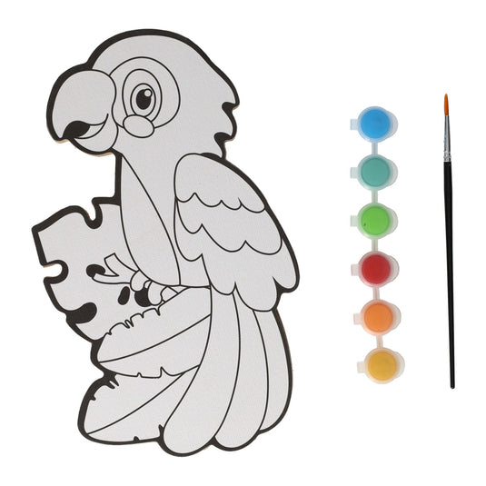 Wins holland canvas schilderen - papegaai - incl penseel en 6 kleuren verf