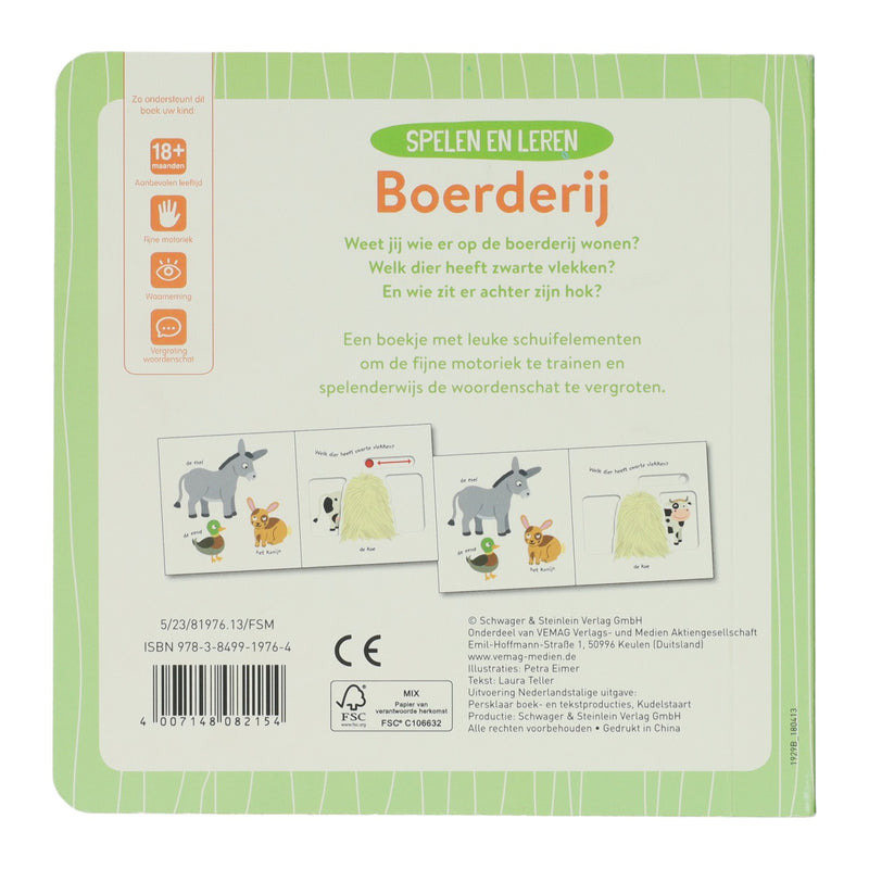 Load image into Gallery viewer, Wins holland kartonnen schuifboekje - spelen en leren boerderij

