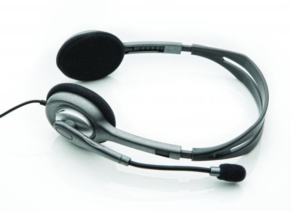 Load image into Gallery viewer, Logitech 981-000271 h110 stereo headset [3.5mm,. microphone, binaural, black]
