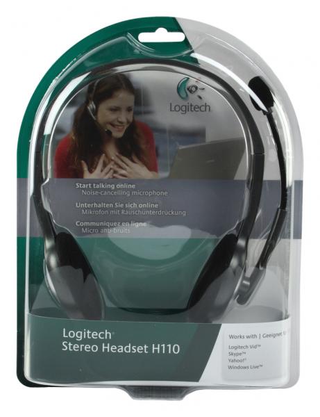 Load image into Gallery viewer, Logitech 981-000271 h110 stereo headset [3.5mm,. microphone, binaural, black]
