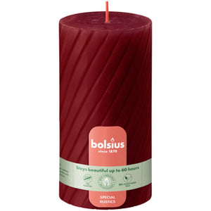 Bolsius rustiek twist stompkaars 130 68 red | 4 stuks