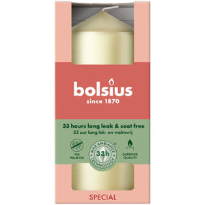 Bolsius stompkaars 120 58 metallic white silver | 6 stuks