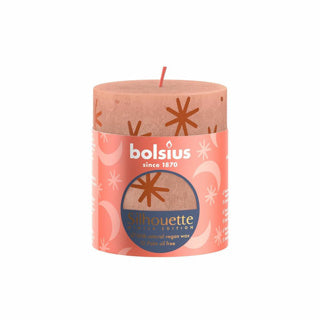 Bolsius stompkaars rustiek 8 x 6,8 cm creamy caramel met print | 4 stuks