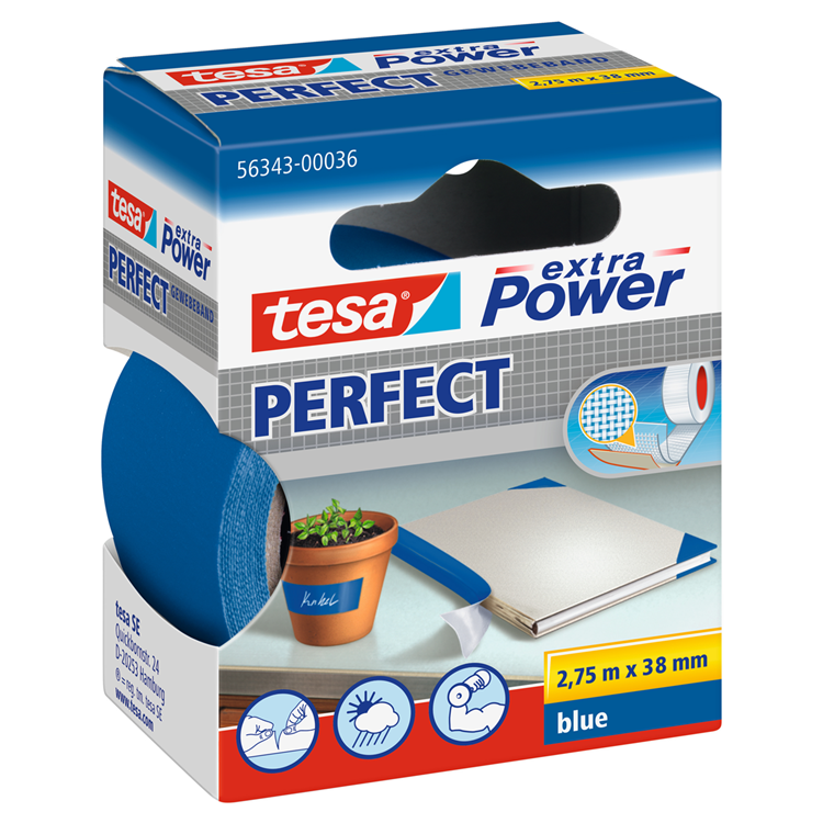 Afbeelding laden in galerijviewer, Tesa perfect 56343-00036-03 textieltape extra power blauw (l x b) 2.75 m x 38 mm 1 stuk(s)
