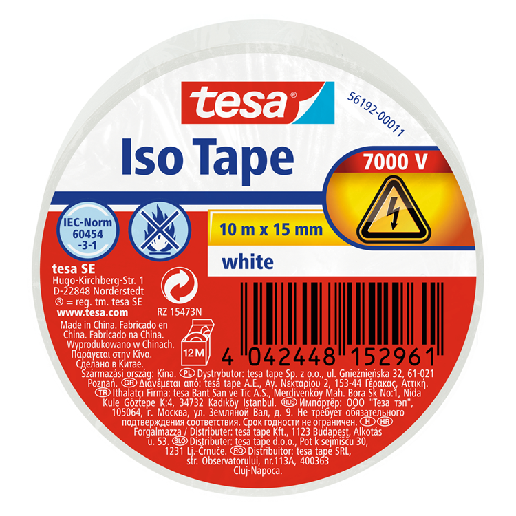 Afbeelding laden in galerijviewer, Tesa 1067797 - electrische isolatie 10m x 15mm wit | 10 stuks
