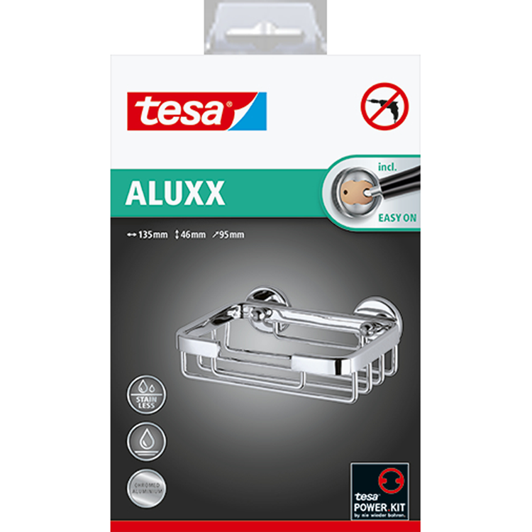 Afbeelding laden in galerijviewer, Tesa aluxx zeephouder, hoogglans verchroomd aluminium,
