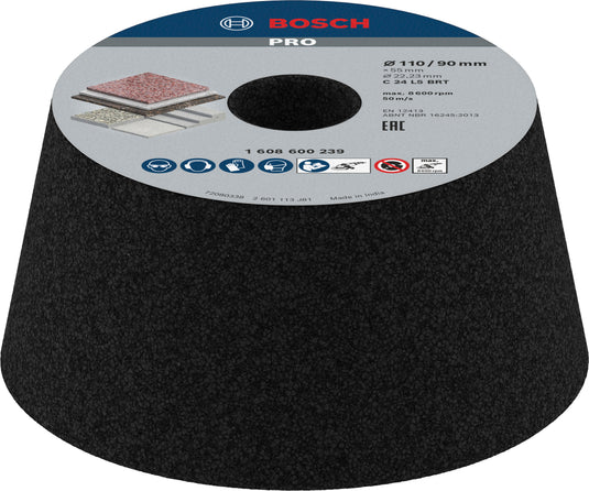Bosch accessoires schuurkom, conisch - steen beton 90 mm, 110 mm, 55 mm, 24 1st - 1608600239
