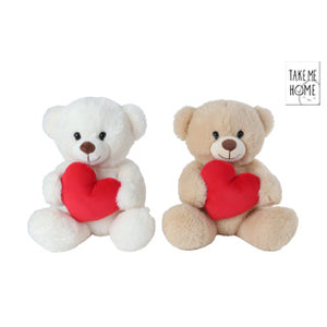 Take me home knuffel pluche - beer met hart, 21cm