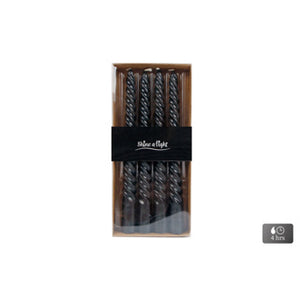 No brand tafelkaars twist zwart 4uur 4stuks 2x2x20cm | 12 stuks
