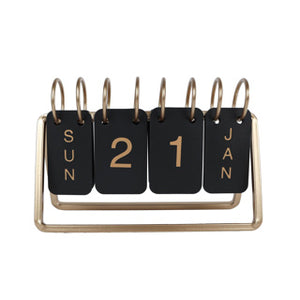 No brand bureaukalender zwart goud metaal 18x6x12,5 cm