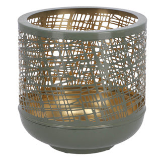 Load image into Gallery viewer, No brand windlicht heidi l groen goud metaal 19x19x19cm
