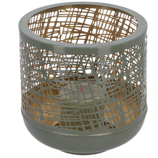 No brand windlicht heidi l groen goud metaal 19x19x19cm
