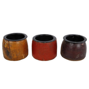 No brand theelichthouder ludo gerecycled hout 6x6x10cm | 6 stuks