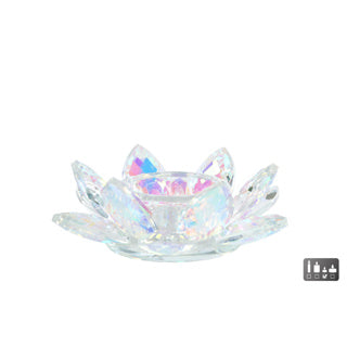 No brand theelichthouder lotus pearl glas 12x12x4cm | 2 stuks