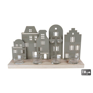 Theelichthouder straat 38x8,5x20cm | 2 stuks