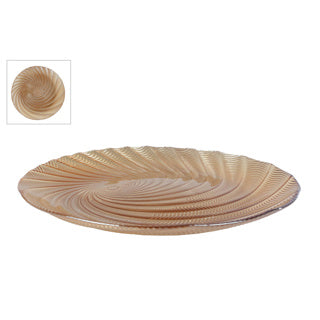 No brand schaal hailey krul amber glas 33x33x3cm | 2 stuks