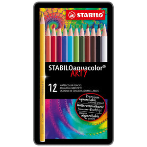 Stabilo 12 kleurpotloden aquacolor in metalen doosje