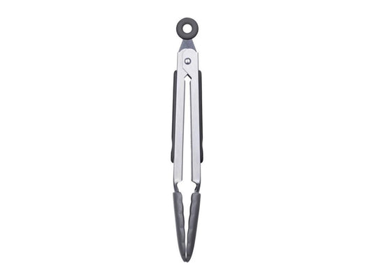 Westmark serveertang, met siliconen kommen en rubberen handgrepen, lengte: 27 cm, roestvrij staal kunststof siliconen, classic silicone midi, zilver zwart, 16172270