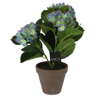 Kunstplant hortensia paars in pot