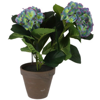 Load image into Gallery viewer, Kunstplant hortensia paars in pot
