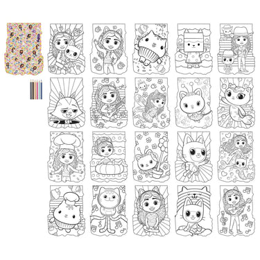 Moxy gabby's popppenhuis kleurset kleurboek met 6 kleurpotloden - kleurboek 27-delig - tekenen en kleuren - gabby's dollhouse creatief speelgoed vanaf 3 jaar