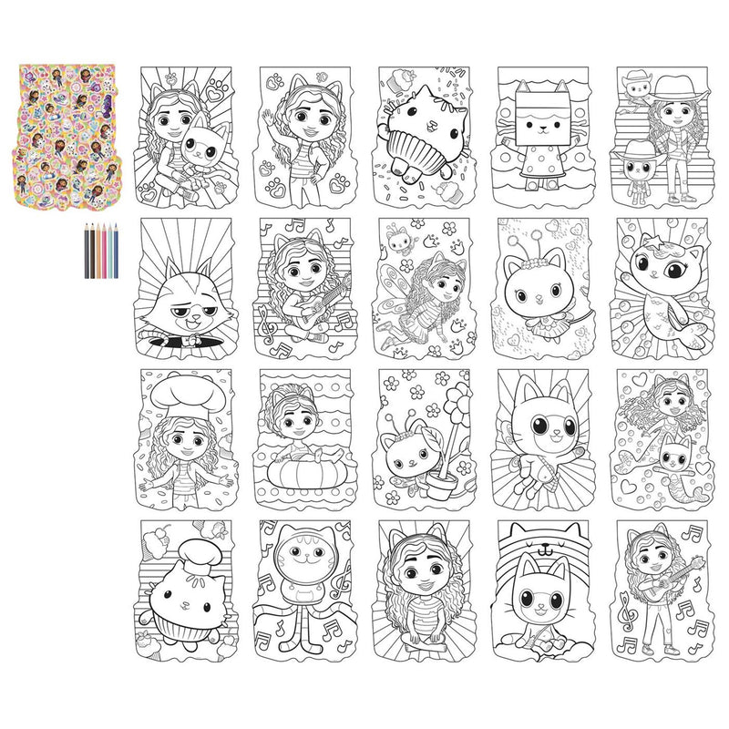 Cargue la imagen en el visor de la galería, Moxy gabby's popppenhuis kleurset kleurboek met 6 kleurpotloden - kleurboek 27-delig - tekenen en kleuren - gabby's dollhouse creatief speelgoed vanaf 3 jaar
