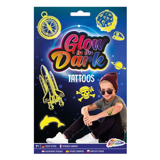 Creative craft group glow in the dark tattoos - blauw
