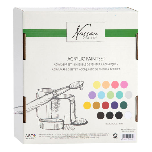 Acrylverf primaire en pastelkleuren, 18 x 36 ml