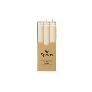 Spaas ribbed diner kaars 10 uur - ivory | 9 stuks