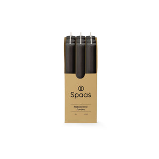 Spaas ribbed diner kaars 10 uur - black | 9 stuks