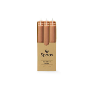 Spaas ribbed diner kaars 10 uur - beige | 9 stuks